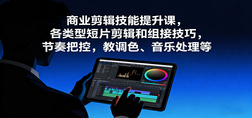 商业剪辑技能提升课，各类型短片剪辑和组接技巧，节奏把控，教调色、音乐处理等-旺仔资源库