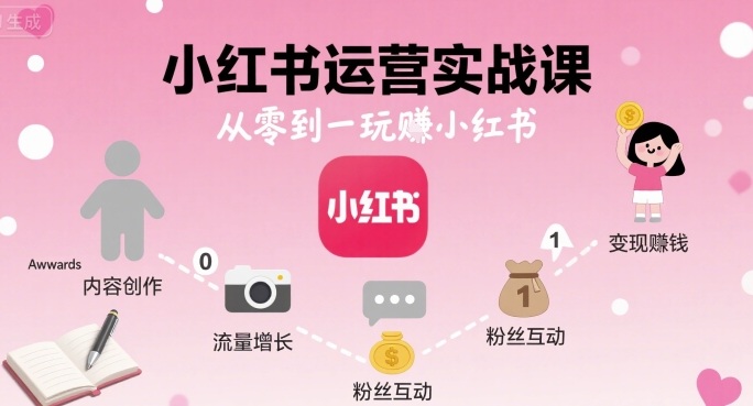 小红书运营实战课，从零到一玩賺小红书-旺仔资源库