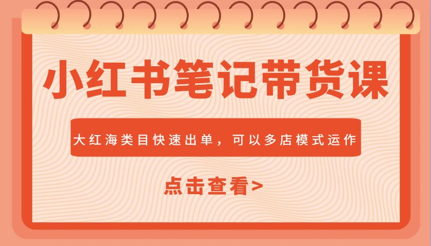 小红书笔记带货课，大红海类目快速出单，市场大，可以多店模式运作(更新)-旺仔资源库