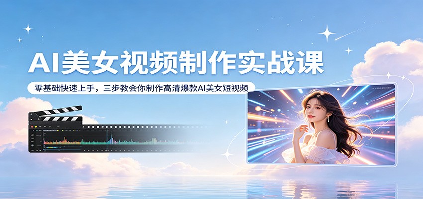 AI美女视频制作实战课：零基础快速上手，三步教会你制作高清爆款AI美女短视频-旺仔资源库