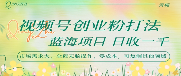 视频号创业粉打法，日入1k，蓝海项目，市场需求大，全程无脑操作，可复制-旺仔资源库