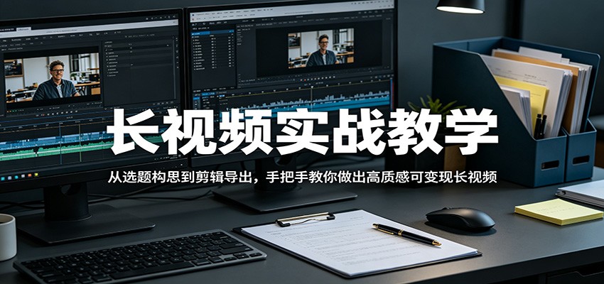 长视频实战教学，从选题构思到剪辑导出，手把手教你做出高质感可变现长视频-旺仔资源库