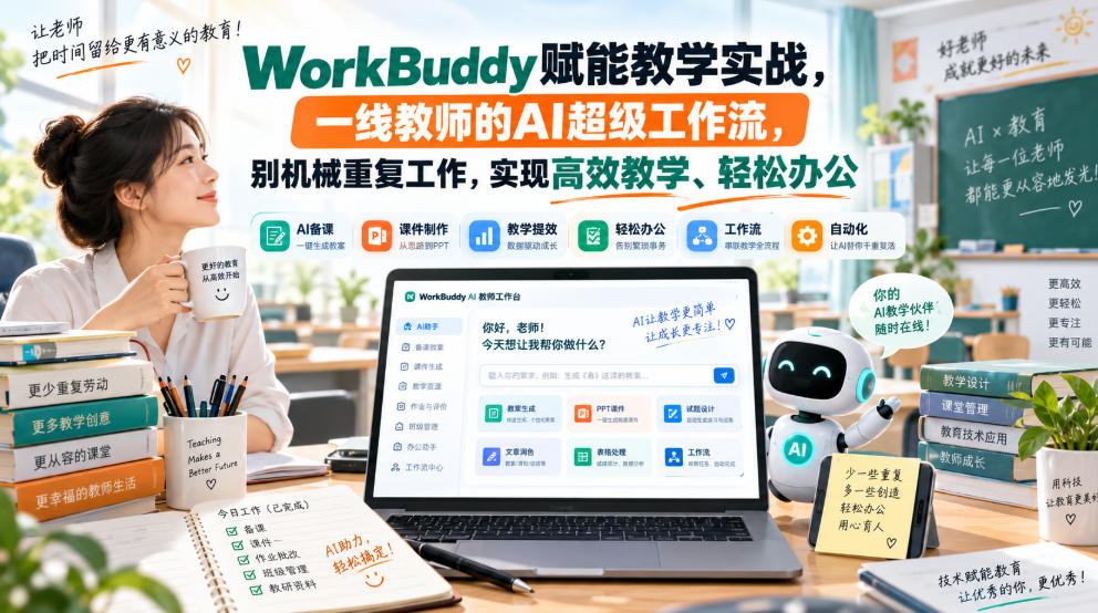 WorkBuddy赋能教学实战,一线教师的AI超级工作流,别机械重复工作,实现高效教学、轻松办公-旺仔资源库