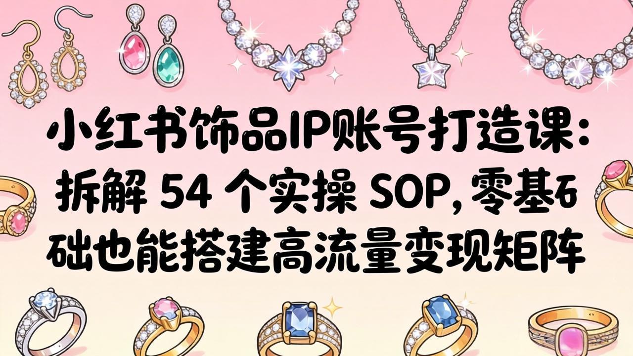 小红书饰品IP账号打造课：拆解 54 个实操 SOP，零基础也能搭建高流量变现矩阵-旺仔资源库