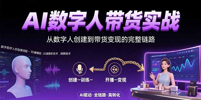 AI数字人+带货实战：从数字人创建到带货变现的完整链路-旺仔资源库