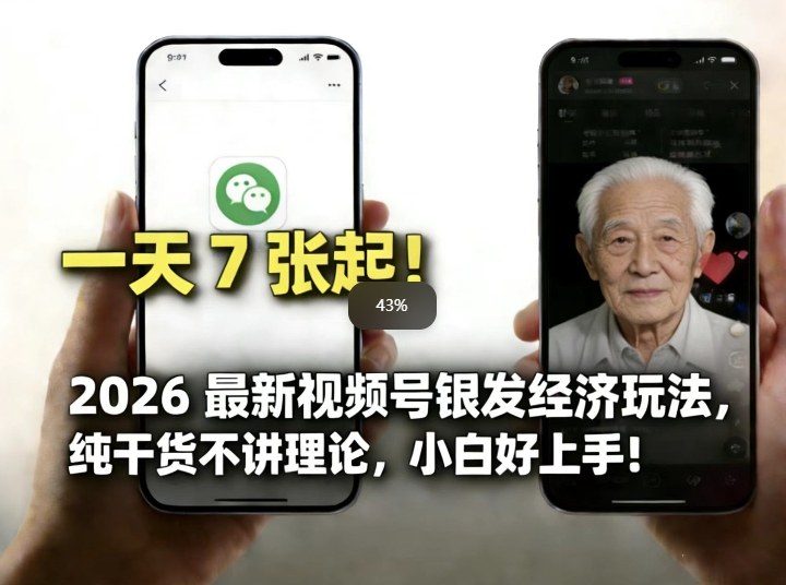 2026最新视频号银发经济玩法，轻松每天7张起，小白也可做-旺仔资源库