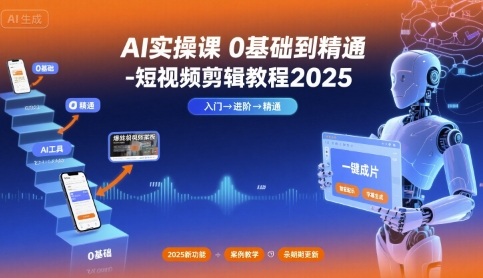 AI实操课0基础到精通-短视频剪辑教程2025-旺仔资源库