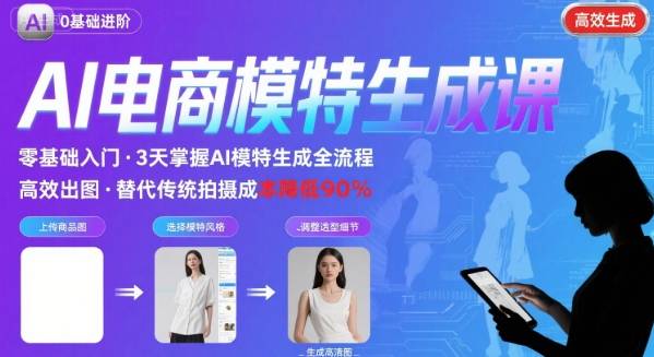 AI模特进阶课程，0基础高效生成逼真电商模特图-旺仔资源库