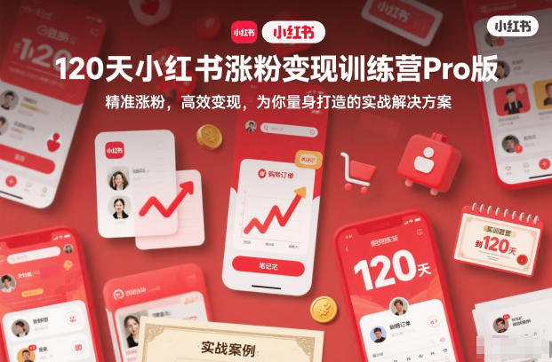 120天小红书涨粉变现训练营Pro版,精准涨粉,高效变现,为你量身打造的实战解决方案-旺仔资源库