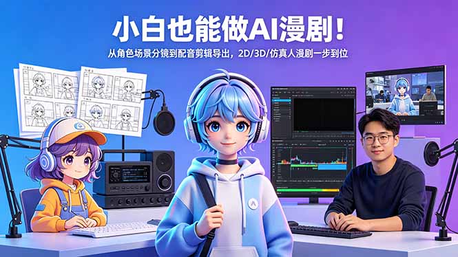小白也能做AI漫剧！从角色场景分镜到配音剪辑导出，2D/3D/仿真人漫剧一步到位-旺仔资源库