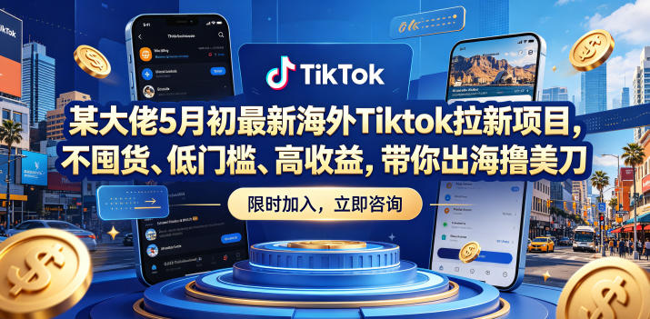 某大佬5月初最新海外Tiktok拉新项目,不囤货、低门槛、高收益,带你出海撸美刀-旺仔资源库