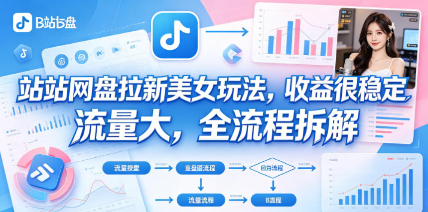B站网盘拉新美女玩法，收益很稳定，流量大，全流程拆解-旺仔资源库