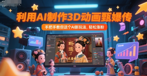 利用AI制作3D动画甄嬛传，流量爆了，手把手教你这个AI新玩法，轻松涨粉-旺仔资源库