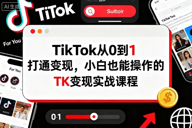 TikTok从0到1打通变现，小白也能操作的TK变现实战课程-旺仔资源库
