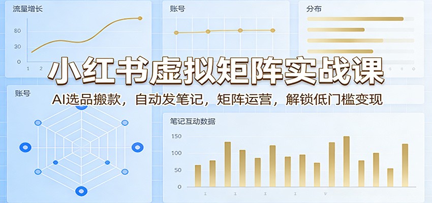 小红书虚拟矩阵实战课：AI选品搬款，自动发笔记，矩阵运营，解锁低门槛变现-旺仔资源库