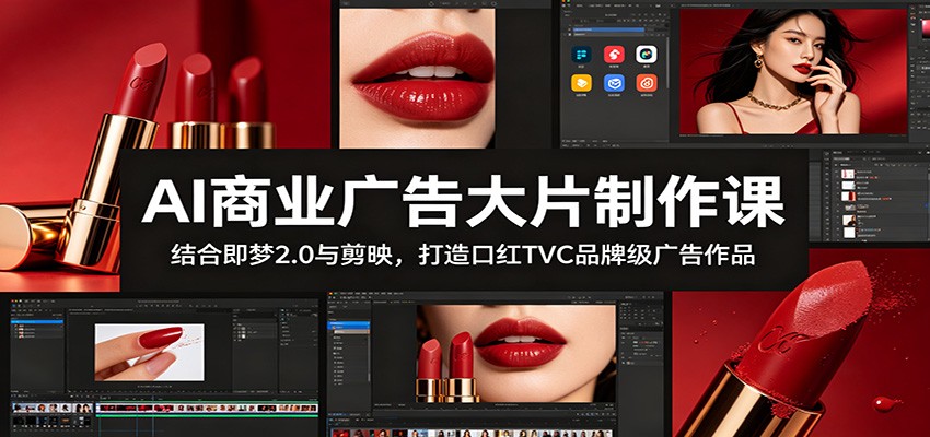 AI商业广告大片制作课：结合即梦2.0与剪映，打造口红TVC品牌级广告作品-旺仔资源库