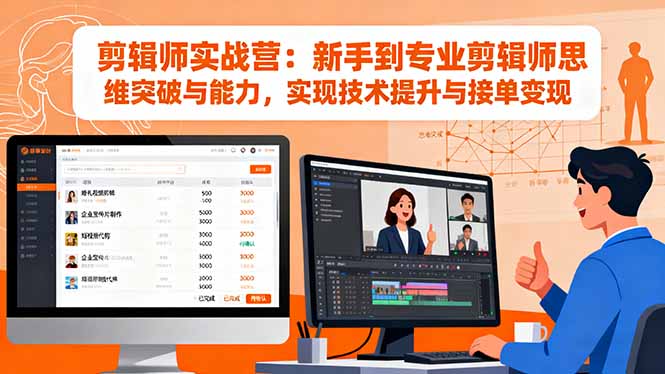 剪辑师实战营：新手到专业剪辑师思维突破与能力，实现技术提升与接单变现-旺仔资源库