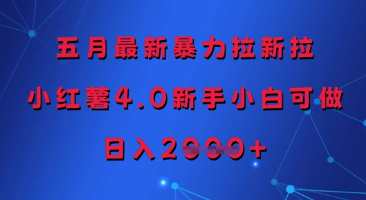 五月最新暴力拉新拉，小红薯4.0新手小白可做，日入多张-旺仔资源库