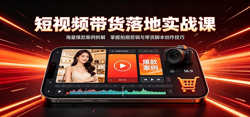 短视频带货落地实战课:海量爆款案例拆解,掌握拍摄剪辑与带货脚本创作技巧-旺仔资源库
