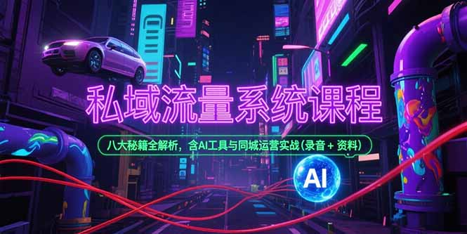 私域流量系统课程，八大秘籍全解析，含AI工具与同城运营实战(录音+资料-旺仔资源库