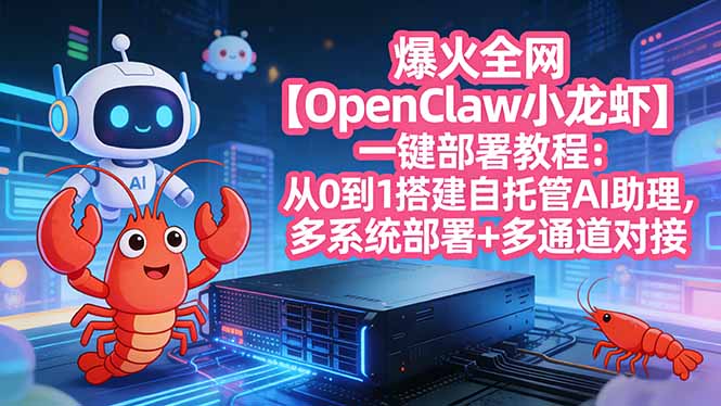 爆火全网【OpenClaw 小龙虾】一键部署教程：从0到1搭建自托管AI助理，多系统部署+多通道对接-旺仔资源库