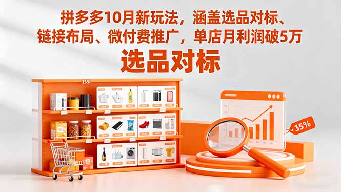 拼多多10月新玩法，涵盖选品对标、链接布局、微付费推广，单店月利润破5万-旺仔资源库