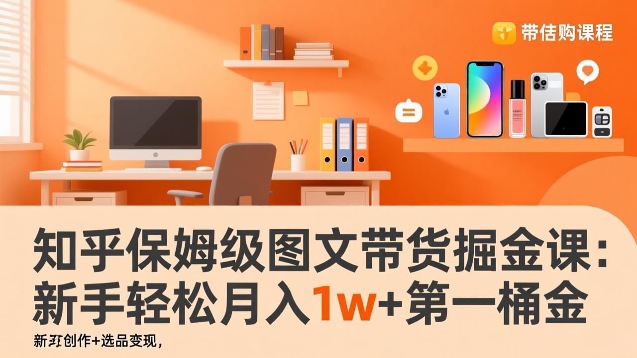 知乎保姆级图文带货掘金课：账号打造+爆文创作+选品变现，新手轻松月入1w+第一桶金-旺仔资源库
