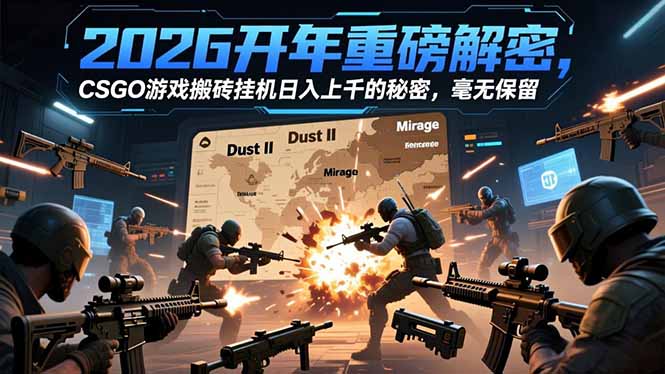 2026开年重磅解密，CSGO游戏搬砖挂机日入上千的秘密，毫无保留-旺仔资源库