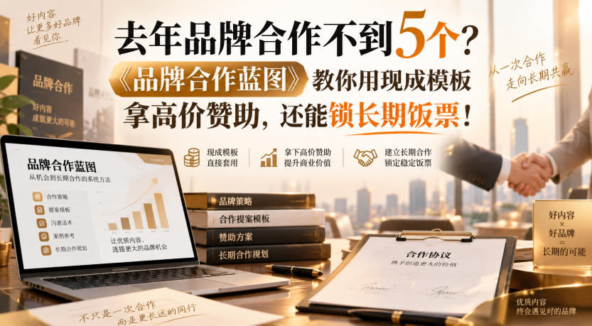 去年品牌合作不到5个?《品牌合作蓝图》教你用现成模板拿高价赞助,还能锁长期饭票!【原创双语字幕】-旺仔资源库