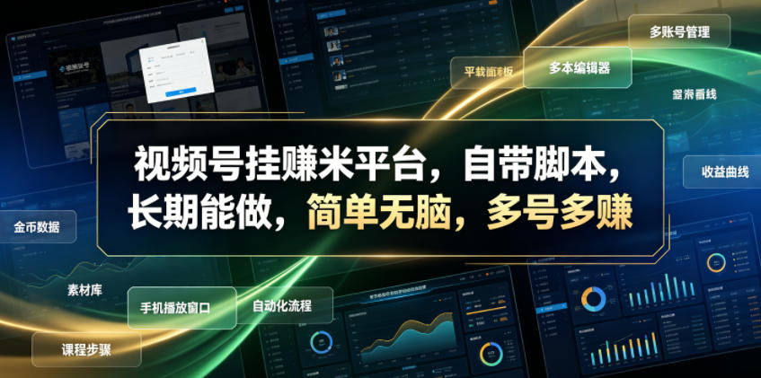 视频号挂賺米平台,自带脚本,长期能做,简单无脑,多号多賺【揭秘】-旺仔资源库