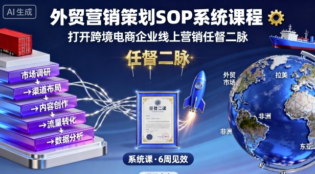 外贸营销策划SOP系统课程，打开跨境电商企业线上营销任督二脉-旺仔资源库