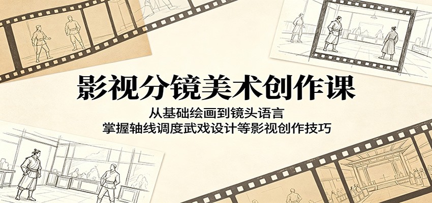 影视分镜美术创作课:从基础绘画到镜头语言,掌握轴线调度武戏设计等影视创作技巧-旺仔资源库