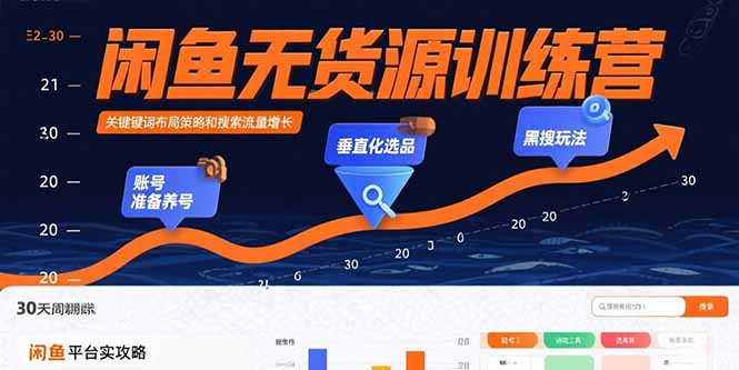 闲鱼无货源训练营：账号准备养号/垂直化选品/黑搜玩法，0基础30天盈利指南-旺仔资源库