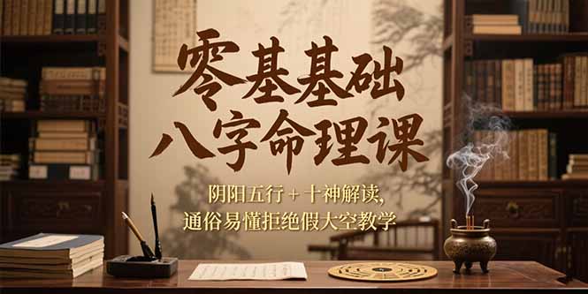 零基础八字命理课，阴阳五行+十神解读，通俗易懂拒绝假大空教学-旺仔资源库