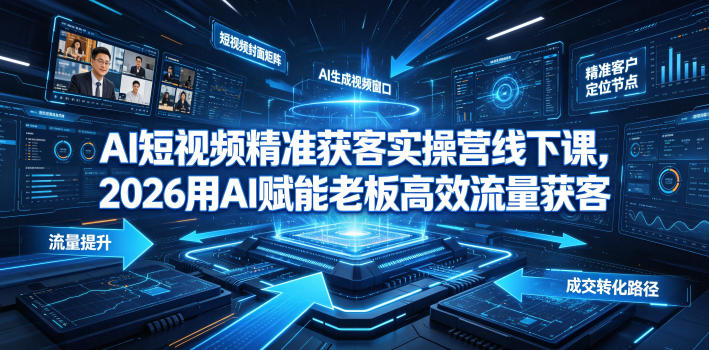 AI短视频精准获客实操营6月10-14号线下课，2026用AI赋能老板高效流量获客-旺仔资源库