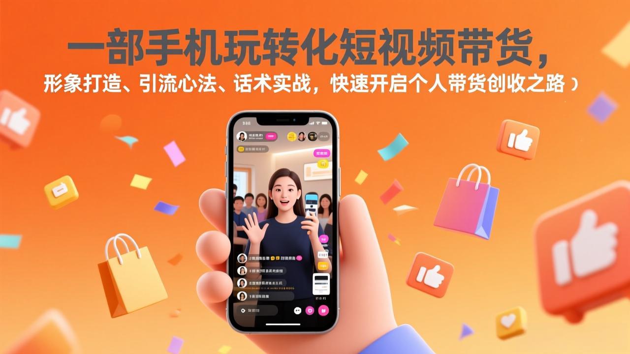 一部手机玩转化短视频带货，形象打造、引流心法、话术实战，快速开启个人带货创收之路-旺仔资源库