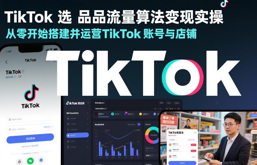 TikTok选品流量算法变现实操，从零开始搭建并运营TikTok账号与店铺-旺仔资源库