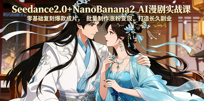 Seedance2.0+NanoBanana2 AI漫剧实战课,零基础复刻爆款成片涨粉变现,打造长久副业收益-旺仔资源库