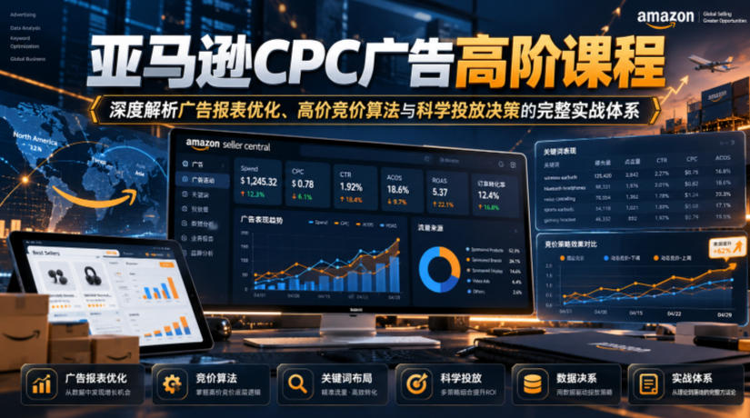 亚马逊CPC广告高阶课程,深度解析广告报表优化、高价竞价算法与科学投放决策的完整实战体系-旺仔资源库