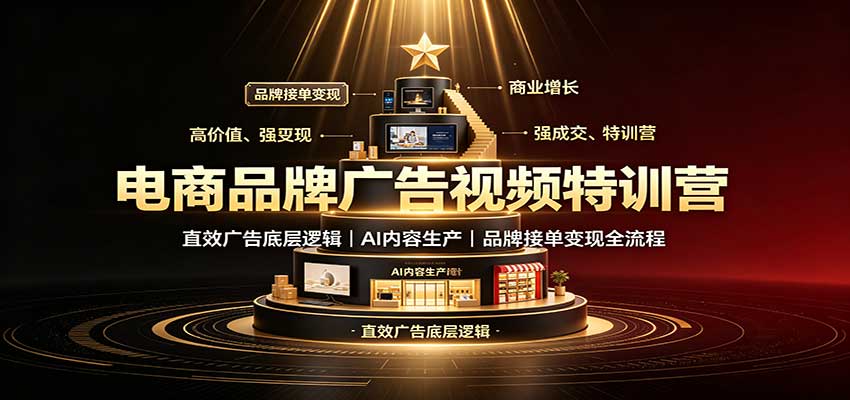 电商品牌广告视频特训：直效广告底层逻辑，AI内容生产，品牌接单变现全流程-旺仔资源库