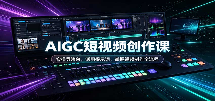 AIGC短视频创作课:实操导演台,活用提示词,掌握视频制作全流程-旺仔资源库