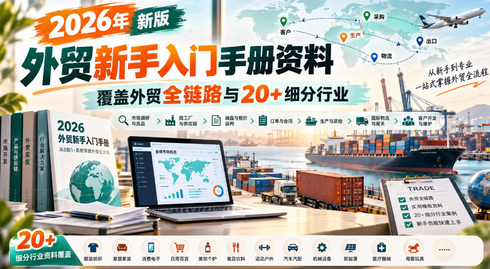 2026年新版外贸新手入门手册资料,覆盖外贸全链路与20+细分行业-旺仔资源库