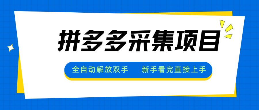 拼多多采集项目，全自动解放双手，单号日入30+-旺仔资源库