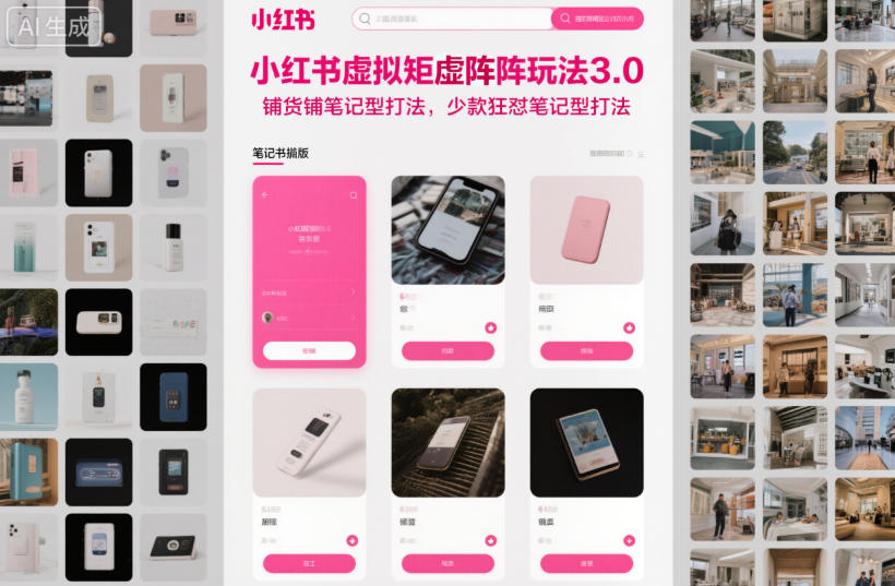 小红书虚拟矩阵玩法3.0,铺货铺笔记型打法,少款狂怼笔记型打法-旺仔资源库