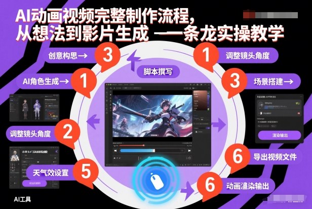 AI动画视频完整制作流程，从想法到影片生成一条龙实操教学-旺仔资源库