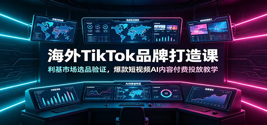 海外TikTok品牌打造课:利基市场选品验证,爆款短视频AI内容付费投放教学-旺仔资源库