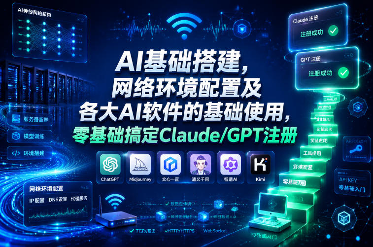 AI基础搭建,网络环境配置及各大AI软件的基础使用,零基础搞定Claude/GPT注册-旺仔资源库