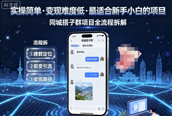 实操简单，变现难度低，最适合新手小白做的项目，每天轻松收入3张，同城搭子群项目全流程拆解-旺仔资源库