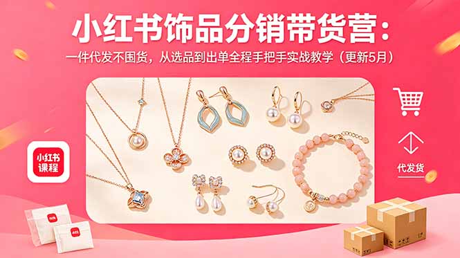 小红书饰品分销带货营：一件代发不囤货，从选品到出单全程手把手实战教学(更新5月-旺仔资源库