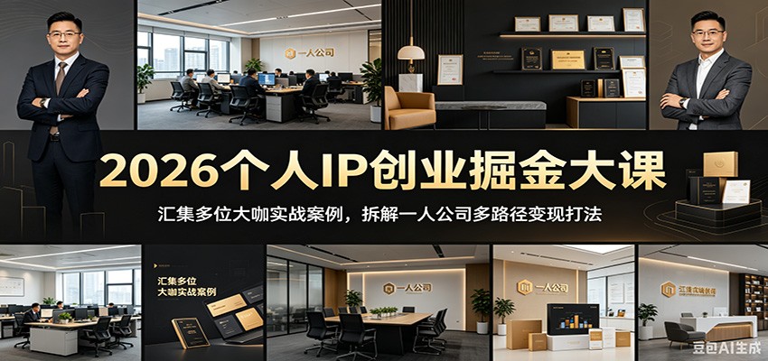 2026个人IP创业掘金大课：汇集多位大咖实战案例，拆解一人公司多路径变现打法-旺仔资源库